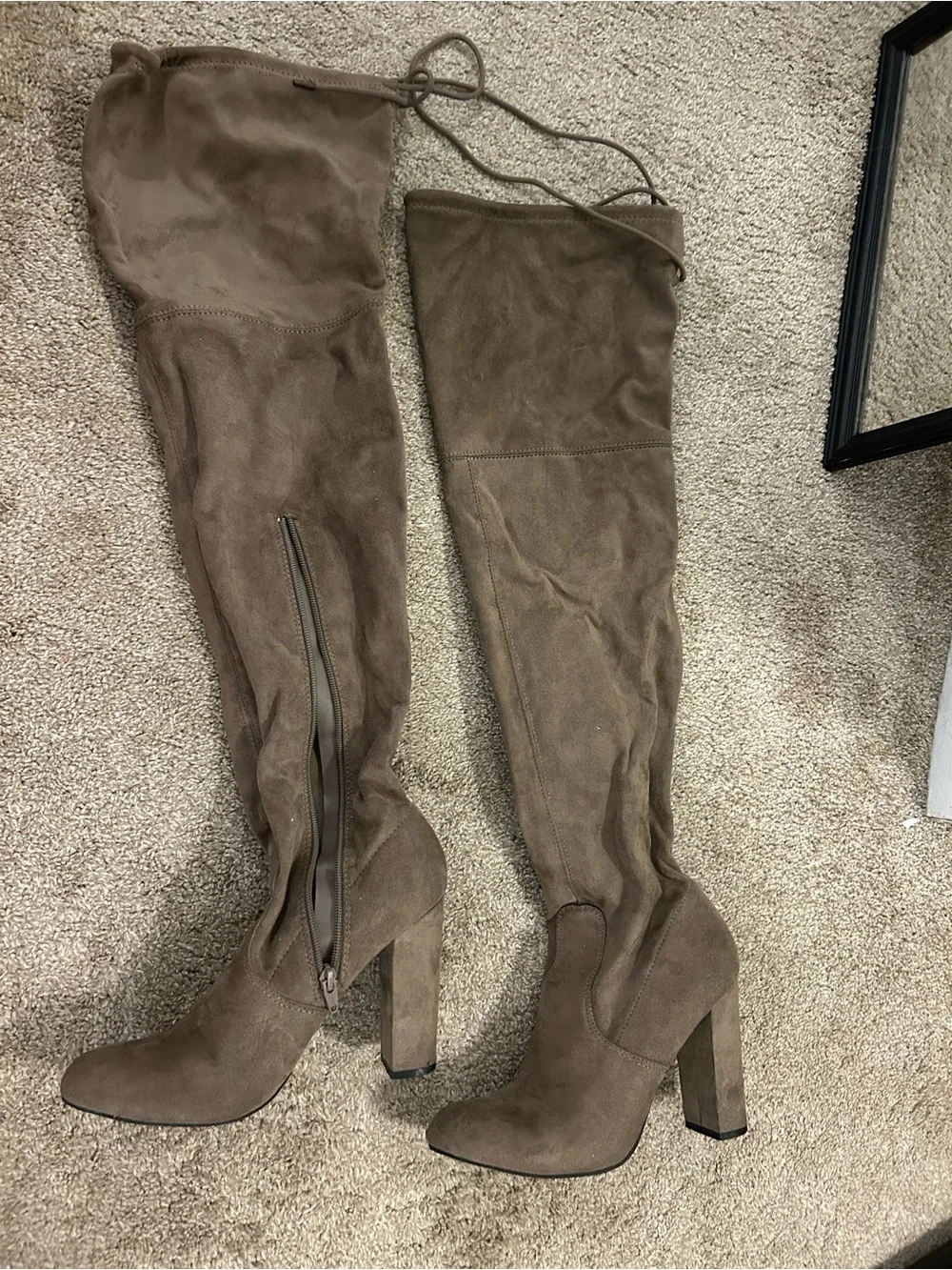 Women's Taupe Over-the-Knee Suede Boots